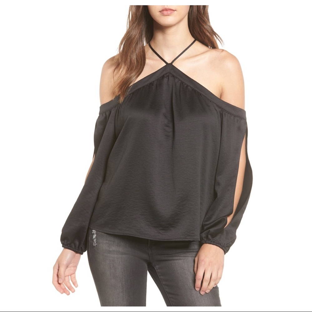 NWT Love, Fire Split Sleeve Off-the-Shoulder Top